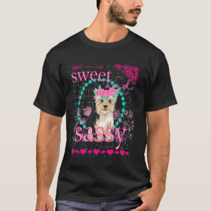 T-shirt Cute Yorkie Chien Sweet & Sassy Southern Prep Simp