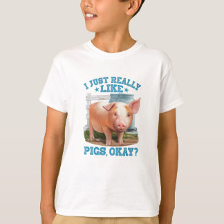 T-shirt Cute Young Pig Farm Motive