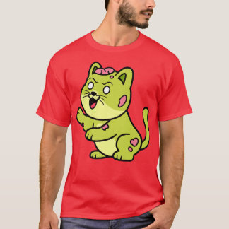 T-shirt Cute Zombie Chat Halloween Kitty Rétro Horreur Drô