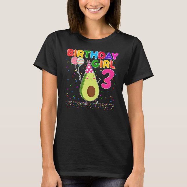 T-shirt Cutes Avocados 3rd Birthday Girl 3 Years Old (Devant)