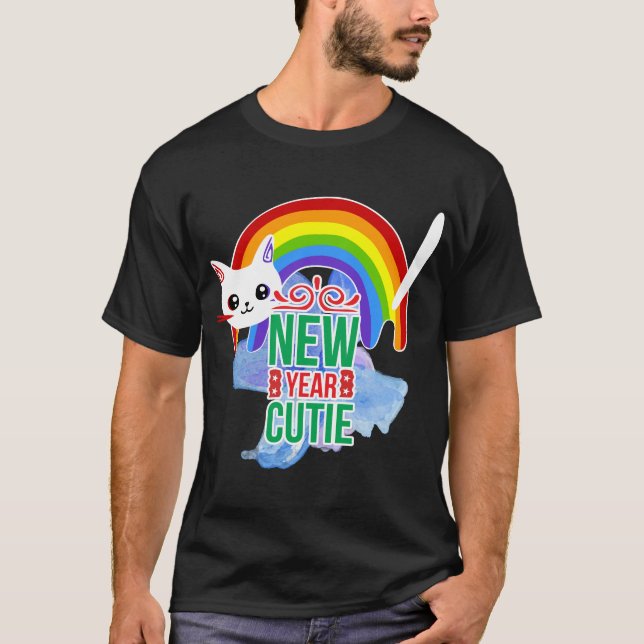T-shirt Cutie arc-en-ciel de la nouvelle année (Devant)