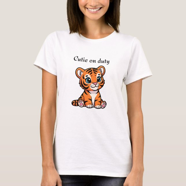 T-shirt Cutie on Duty Shirt | Cute Baby Tiger Tee (Devant)