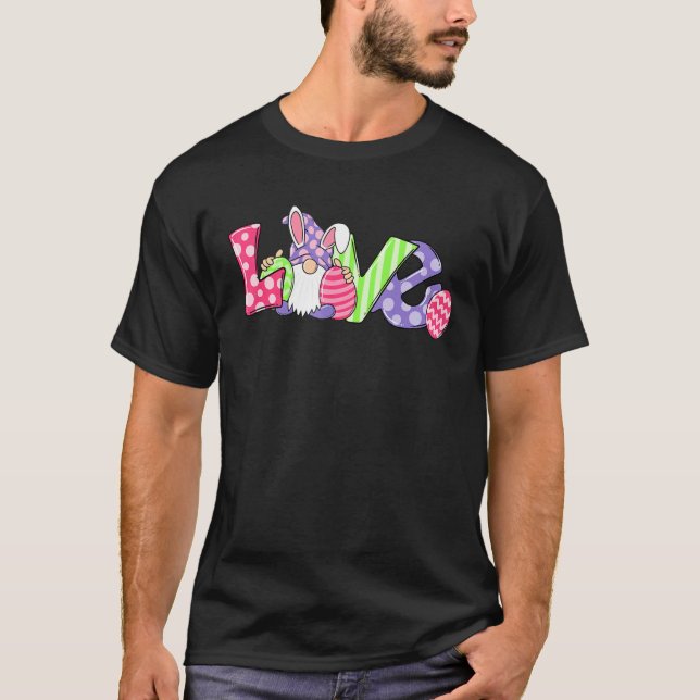T-shirt Cuves Love Gnome Bunny Hippie Chasse Oeufs Rabbit  (Devant)