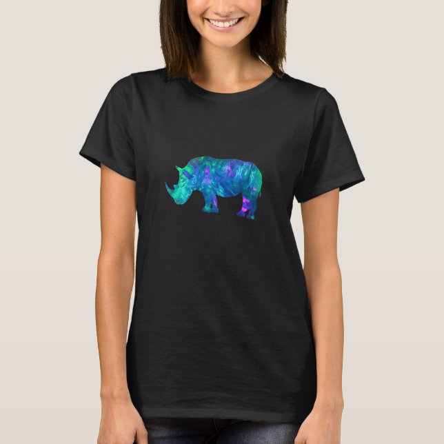 T-shirt Cyan Blue Violet Rhino turquoise Pour Animaux (Devant)