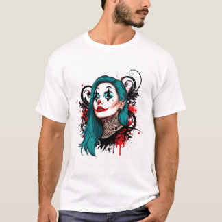 T-shirt Cyan Haired Clown Queen - Spooky Chic Graphic