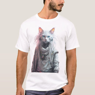 T-shirt Cyber-chat blanc mystique