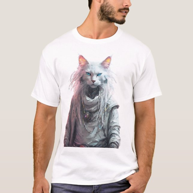 T-shirt Cyber-chat blanc mystique (Devant)