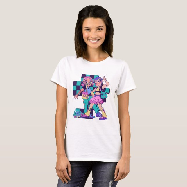 T-shirt Cyber Duo : Mode futuriste (Devant entier)