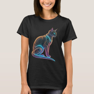 T-shirt Cyber Feline : Neon Guardian