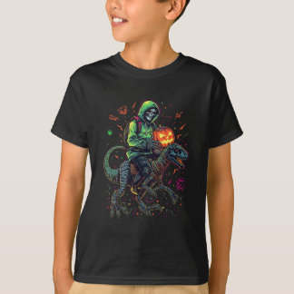 T-shirt Cyber Neon Skeleton équitation Robo Dino - Hallowe