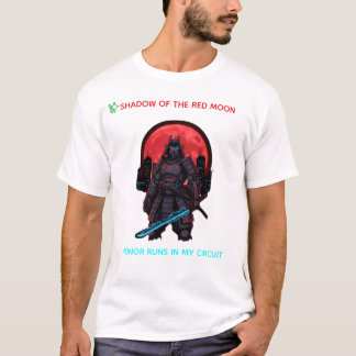 T-shirt Cyber Samurai Under the Red Moon – Neon Warrior