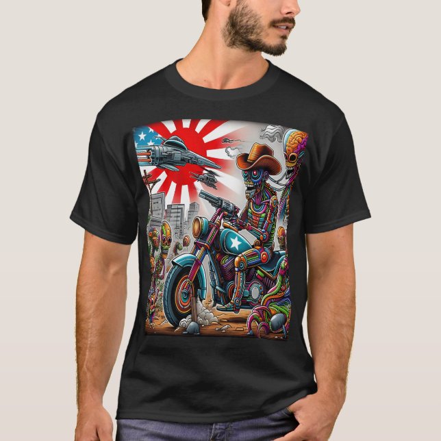 T-shirt Cybernetic Bikers in Psychedelic Apocalypse (Devant)