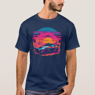 T-shirt Cyberpunk car ride and vibrant city sunset friend