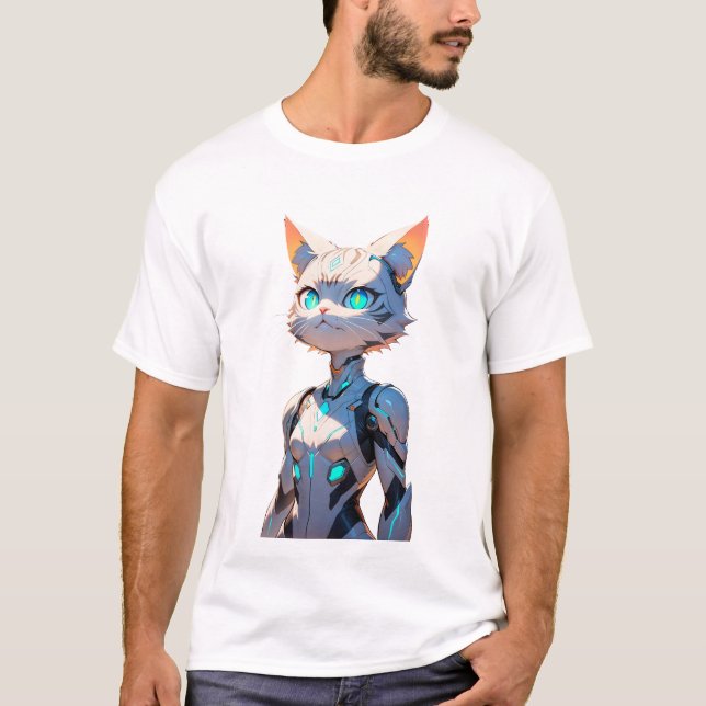 T-shirt Cyberpunk Chat Girl (Devant)