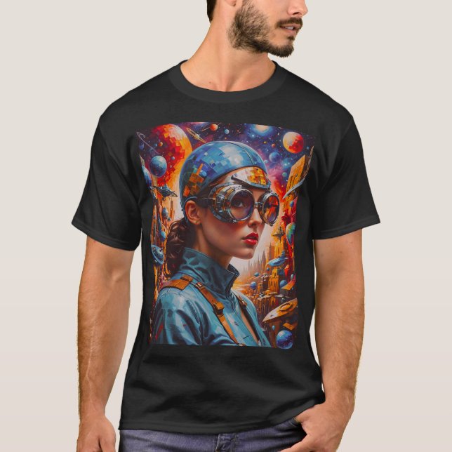 T-shirt Cyberpunk Dreams : Une vision d'un futur explorate (Devant)