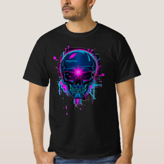 T-shirt Cyberpunk Glitch Crâne Art