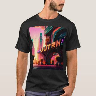 T-shirt Cyberpunk Outrun Ville Futuriste IA Généré Art