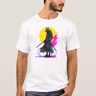 T-shirt Cyberpunk Samurai Guerrier Neon Art Design