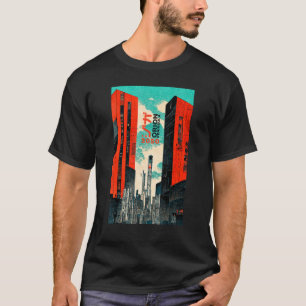 T-shirt Cyberpunk Sci-fi Dystopia City Ukiyo-e Japanese Re