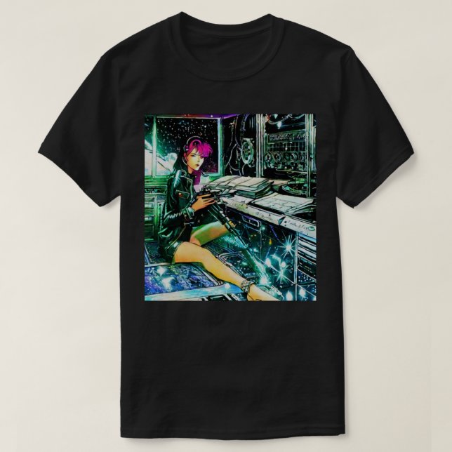 T-shirt Cyberpunk Spacegirl (Design devant)