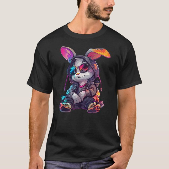 T-shirt Cyberpunk Style Rabbit Little Rabbit Cute Child (Devant)