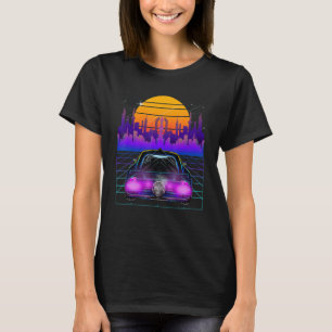 T-shirt Cyberpunk Voiture Vaporwave esthétique Outrun Retr