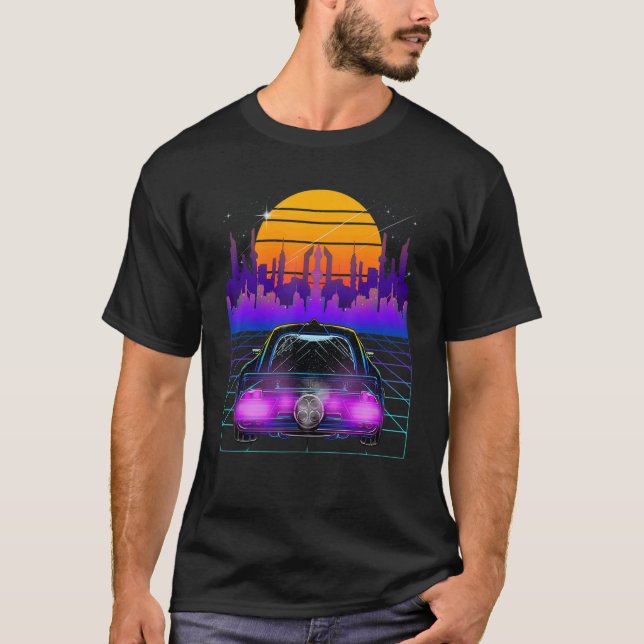T-shirt Cyberpunk Voiture Vaporwave esthétique Outrun Retr (Devant)