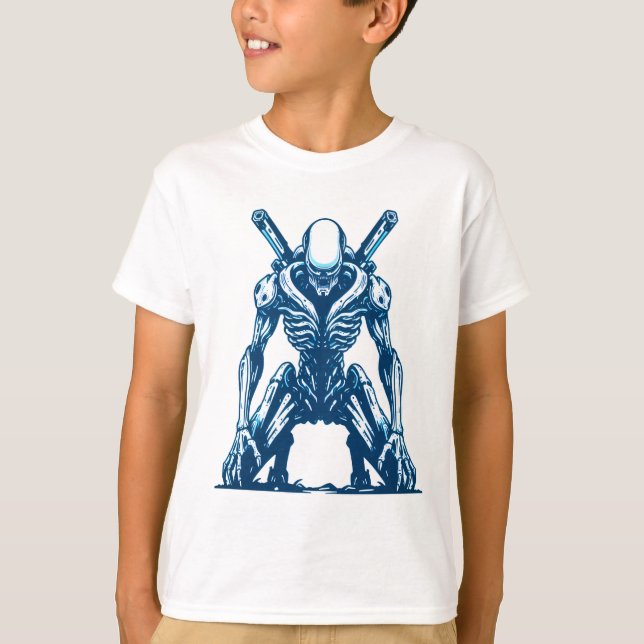 T-shirt Cyborg Alien Warrior - Futuristic Sci-Fi Monster (Devant)