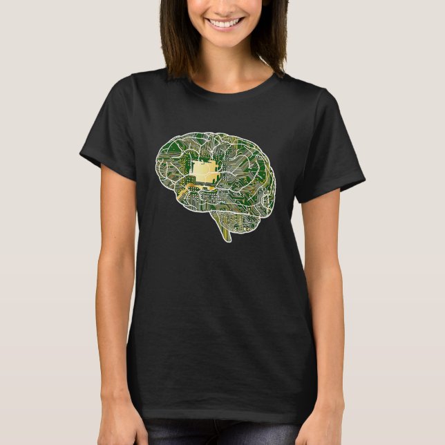 T-shirt Cyborg Cybernetic Brain (Devant)