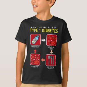 T-shirt Cycle de vie drôle de diabétique de type 1 Drôle d