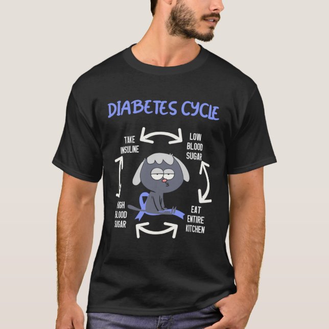 T-shirt Cycle du diabète Diabète Sensibilisation Chien (Devant)