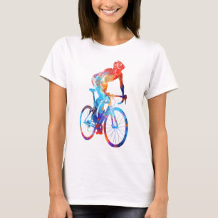 T-shirt Cycling Road Bicycle Watercolor Painting