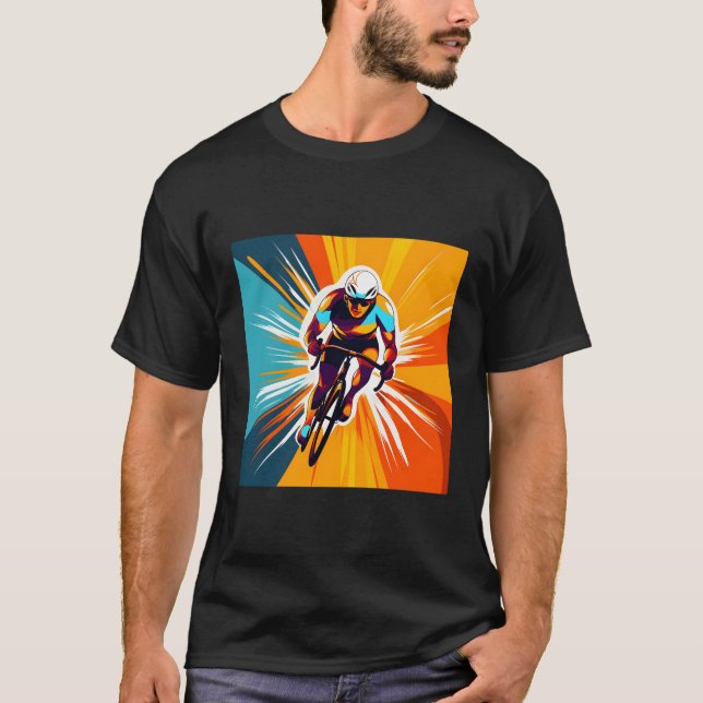 T-shirt Cyclisme Pour Vélo Style Pop (Devant)