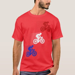 T-shirt Cycliste Cycliste Bicycle Américain Drapeau 4 juil