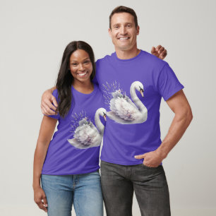T-shirt Cygne aquarelle avec fleurs de lavande