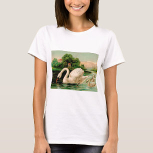 T-shirt Cygne vintage dans le lac