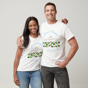 T-shirt Cygnes blancs et nénuphars Mariage Personnalisé