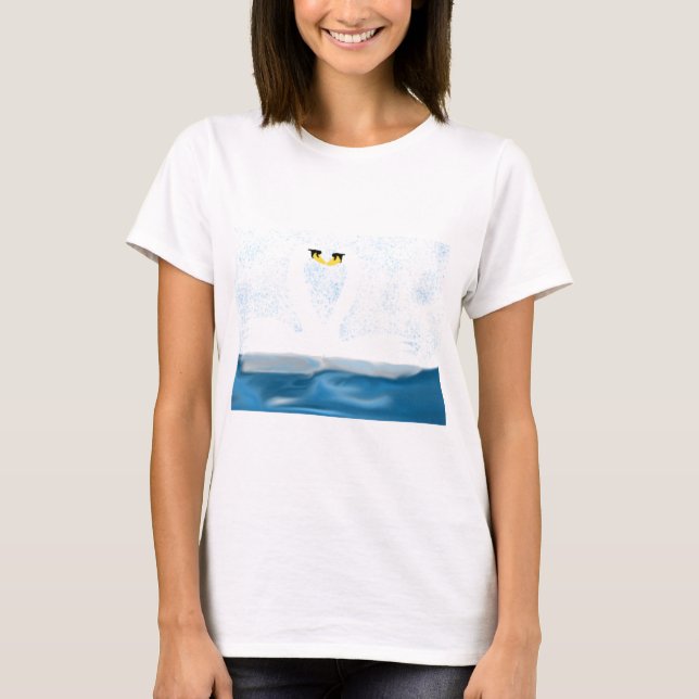T-shirt Cygnes subtils en amour (formes cardiaques) Cadeau (Devant)