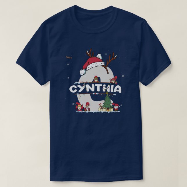 T-shirt Cynthia Christmas w Cynthia Nom pour les Noël drôl (Design devant)