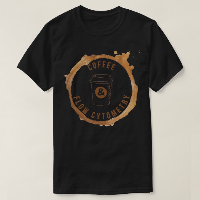 T-shirt Cytométrie café et flux avec anneau café (Design devant)