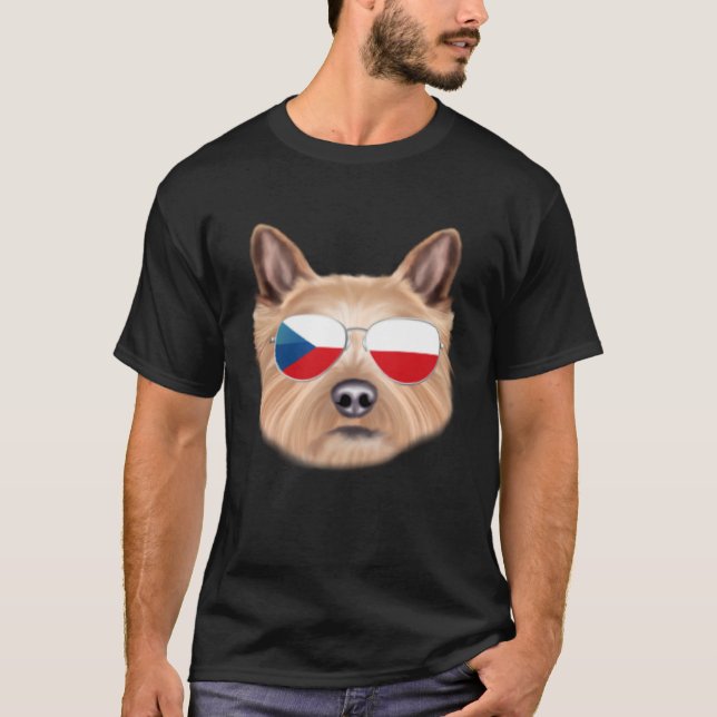 T-shirt Czech Flag Norwich Terrier Dog Czech Republic Pock (Devant)