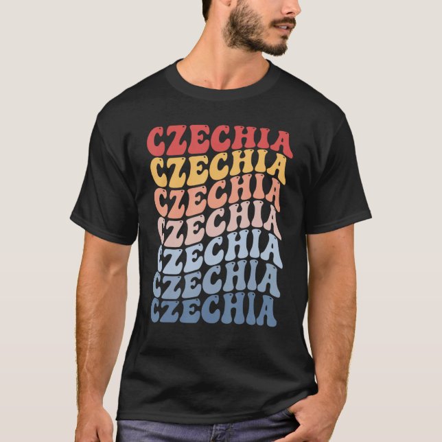 T-shirt Czechia Groovy Retro Czech (Devant)