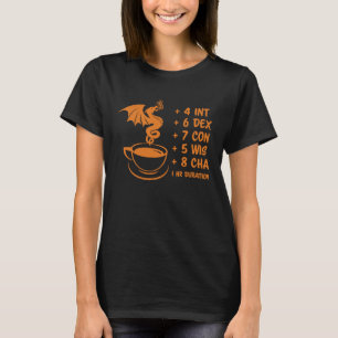 T-shirt D20 Dungeon Jeu Potion de café Bouffée Statistique