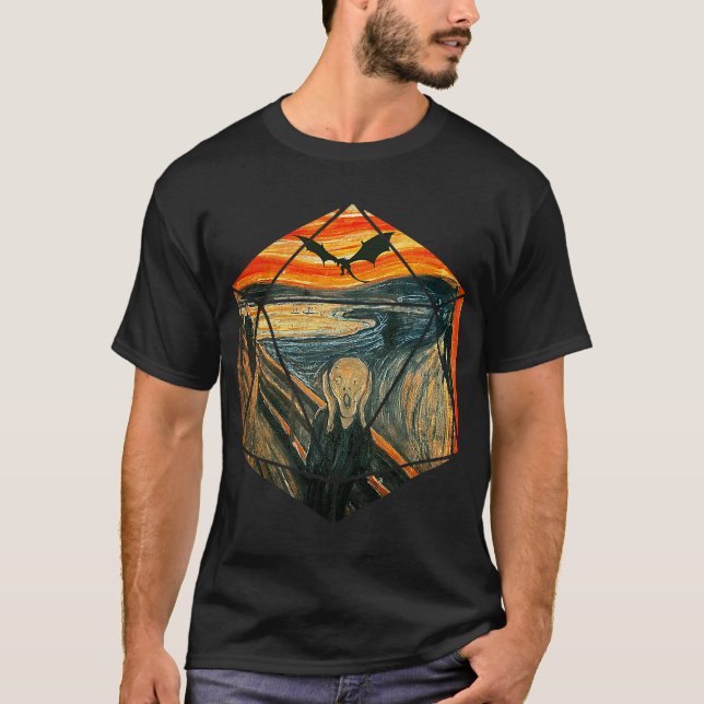T-shirt D20 Le hurlement D20 Tee D20 Dice Tee Dragon (Devant)