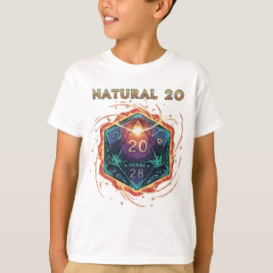T-shirt D20 Naturel Flamboyant D&D Critique Épique
