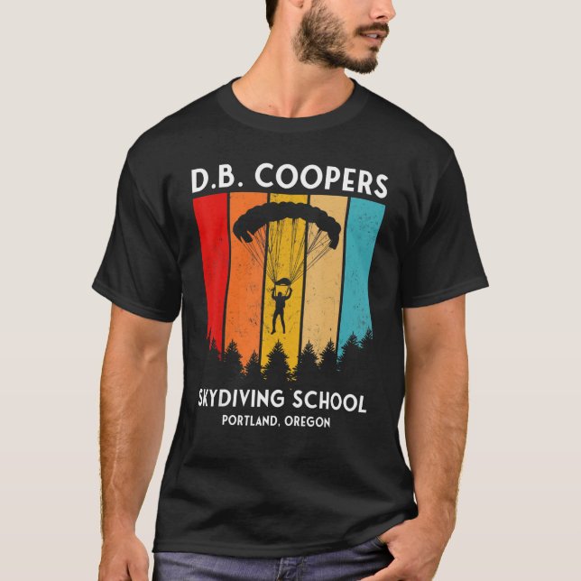 T-shirt D B Cooper Skydiving School Portland Oregon  Retro (Devant)