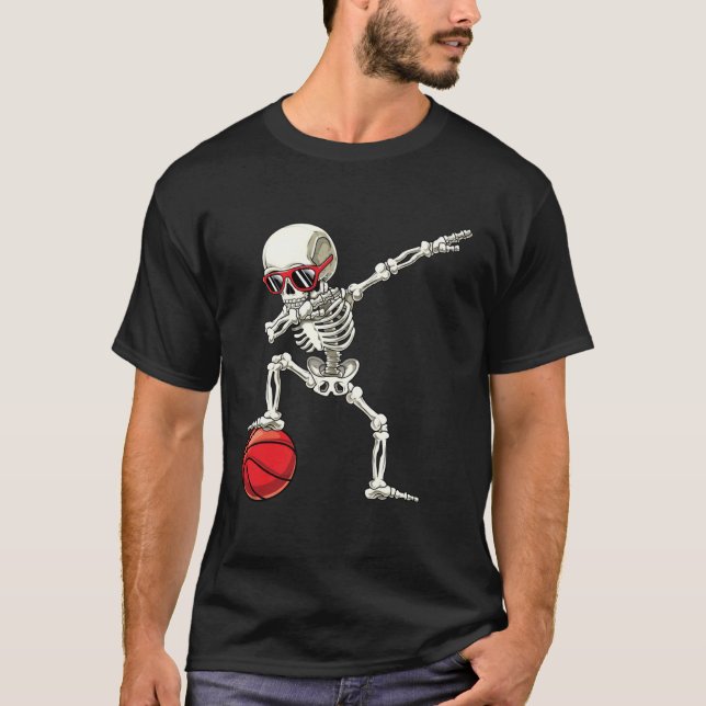 T-shirt Dab Skeleton  Dabbing Skeleton Basketball Boy Hall (Devant)