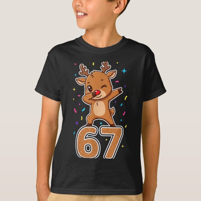 T-shirt Dabbing 67 Reindeer 67 Funny Six Seven Meme Gen Z  (Devant)