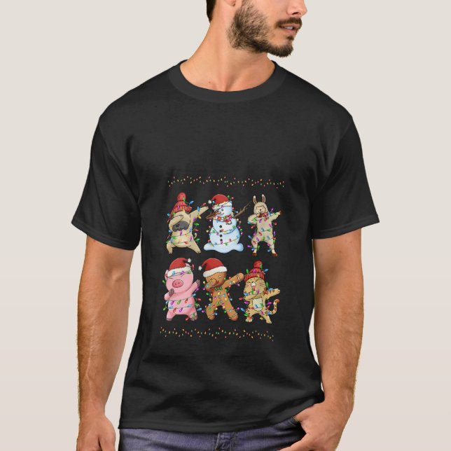 T-shirt Dabbing Animaux de compagnie Noël Drôle Noël Drôle (Devant)