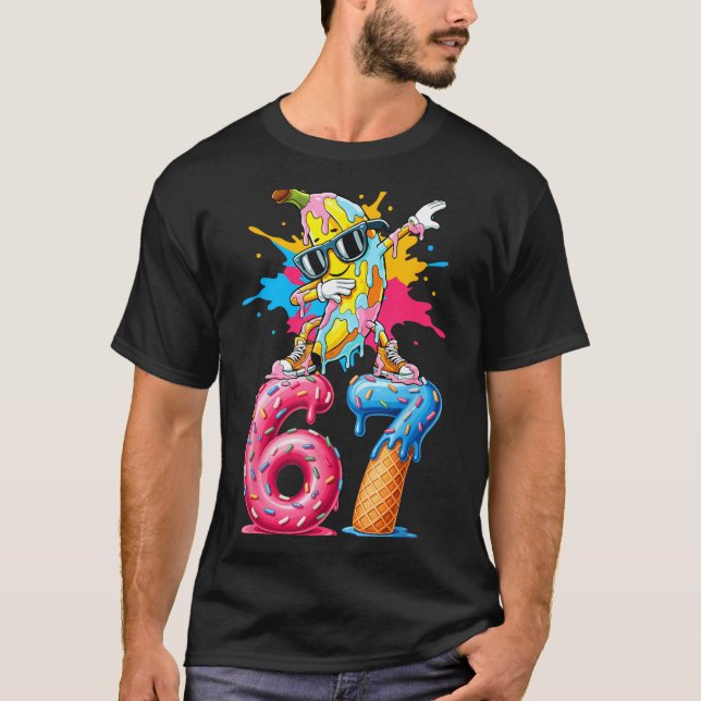 T-shirt Dabbing Banana 67 Ice Cream Drip Funny Six Seven M (Devant)